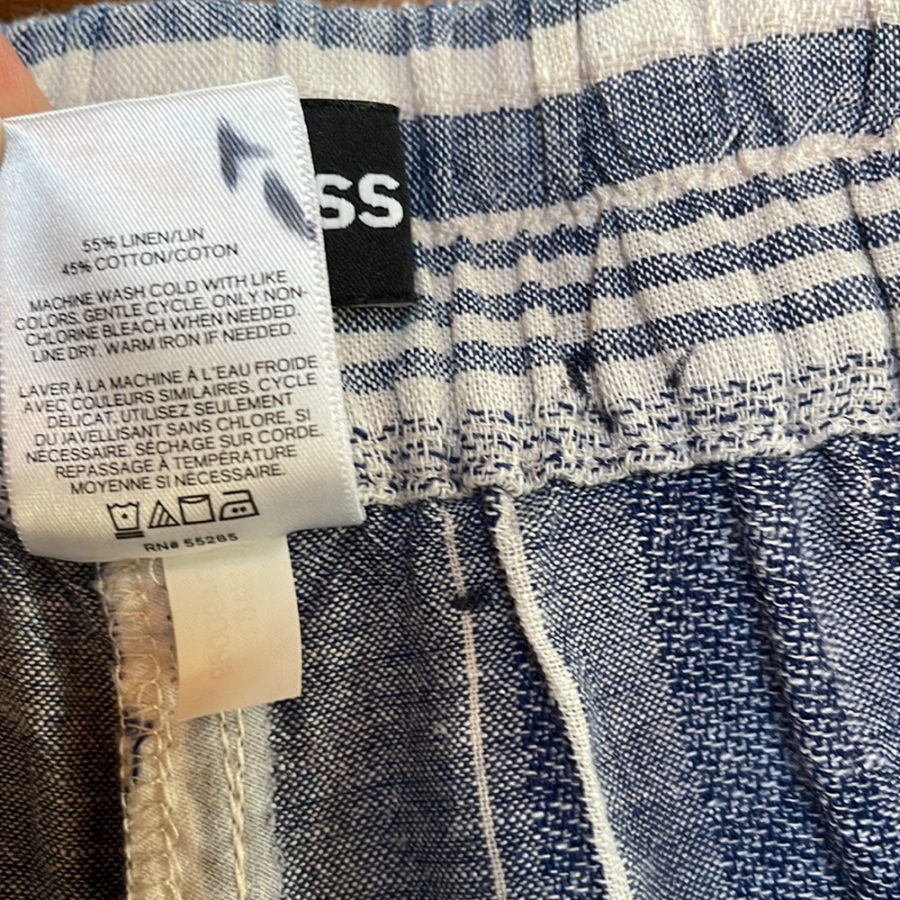 Express striped high rise linen blend wide open slit summer pants - Picture 10 of 10